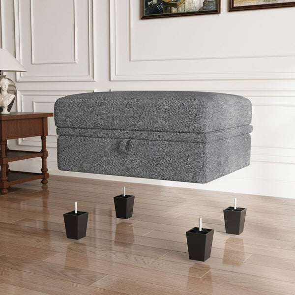 HomeRoots 29" Gray Chenille Storage Ottoman – Stylish Seating & Hidden Compartment for Modern Living Spaces 714373