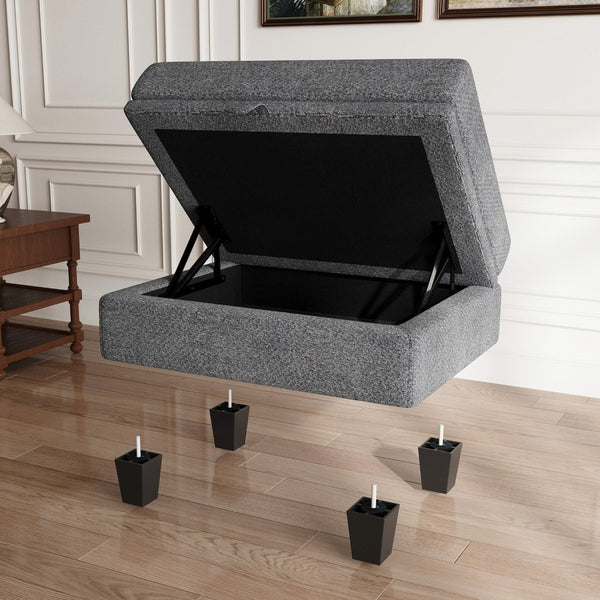 HomeRoots 29" Gray Chenille Storage Ottoman – Stylish Seating & Hidden Compartment for Modern Living Spaces 714373