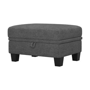HomeRoots 29" Gray Chenille Storage Ottoman – Stylish Seating & Hidden Compartment for Modern Living Spaces 714373