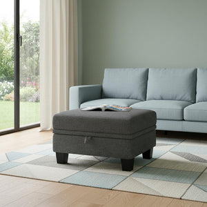 HomeRoots 29" Gray Chenille Storage Ottoman – Stylish Seating & Hidden Compartment for Modern Living Spaces 714373