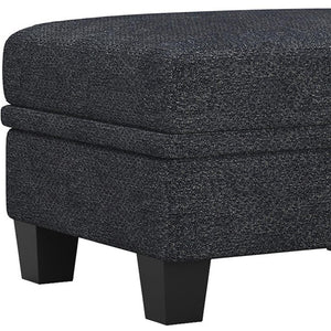 HomeRoots 46" Beige and Black Chenille Storage Ottoman - Stylish Multi-Functional Seating with Hidden Storage 714374