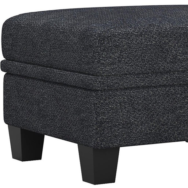 HomeRoots 46" Beige and Black Chenille Storage Ottoman - Stylish Multi-Functional Seating with Hidden Storage 714374