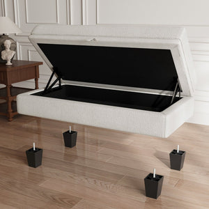 HomeRoots 46" Light Gray Chenille Storage Ottoman - Versatile Comfort with Hidden Storage & Modern Style 714375