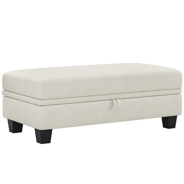 HomeRoots 46" Light Gray Chenille Storage Ottoman - Versatile Comfort with Hidden Storage & Modern Style 714375