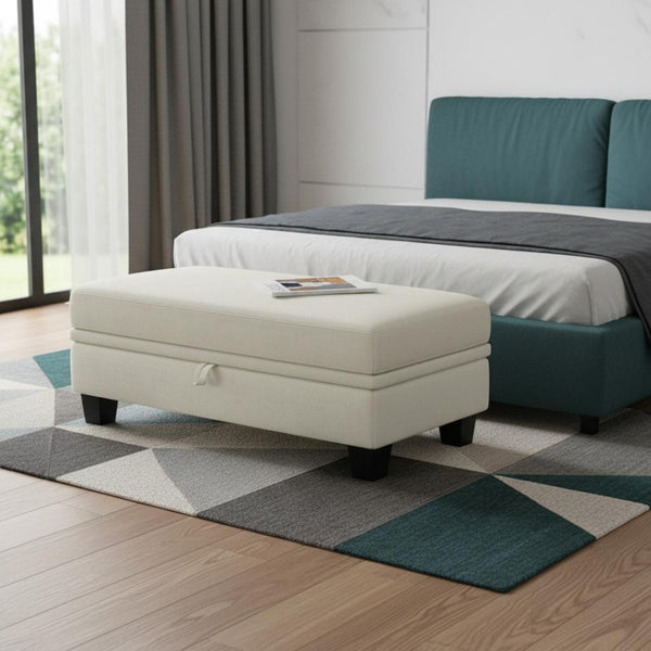 HomeRoots 46" Light Gray Chenille Storage Ottoman - Versatile Comfort with Hidden Storage & Modern Style 714375