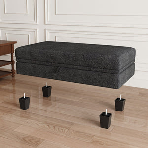 HomeRoots 32" Plush Beige and Black Velvet Footstool with Storage – Versatile Ottoman for Comfort & Clutter-Free Living 714377