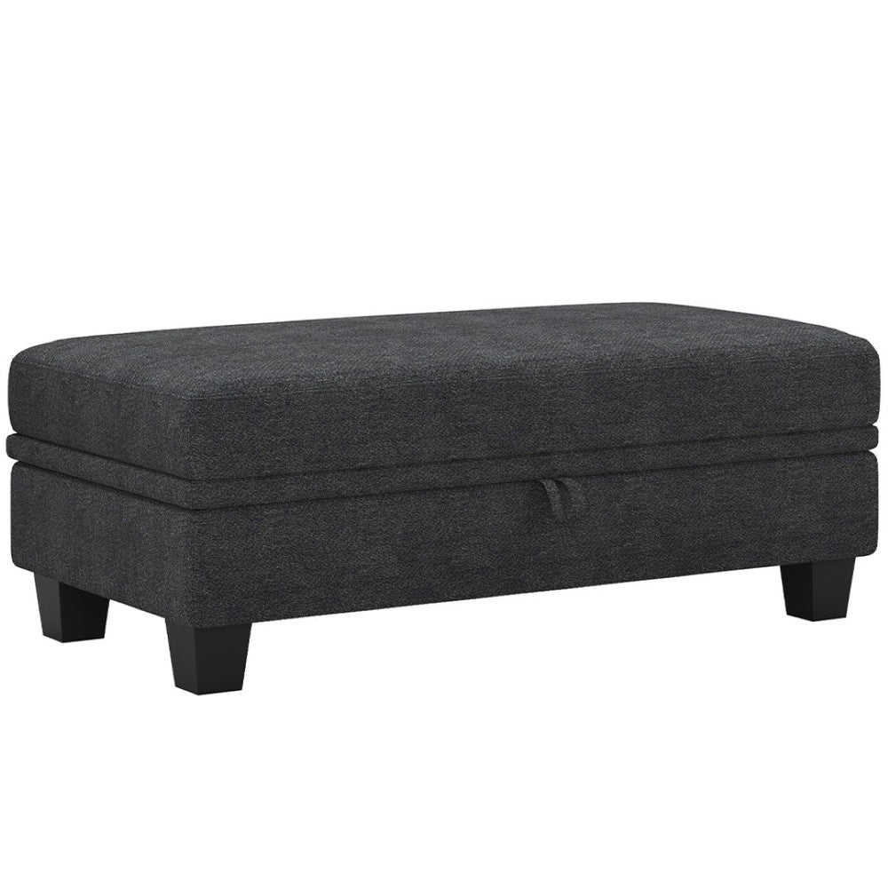 HomeRoots 32" Plush Beige and Black Velvet Footstool with Storage – Versatile Ottoman for Comfort & Clutter-Free Living 714377
