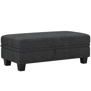 HomeRoots 32" Plush Beige and Black Velvet Footstool with Storage – Versatile Ottoman for Comfort & Clutter-Free Living 714377
