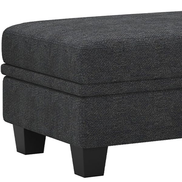 HomeRoots 32" Plush Beige and Black Velvet Footstool with Storage – Versatile Ottoman for Comfort & Clutter-Free Living 714377