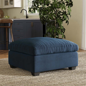 HomeRoots 32" Plush Black Velvet Footstool - Versatile Accent for Comfort, Seating, and Stylish Décor Solutions 714379