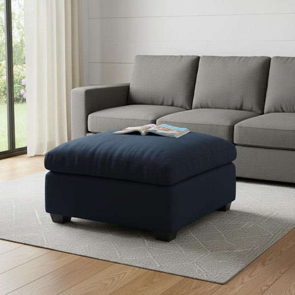 HomeRoots 32" Plush Black Velvet Footstool - Versatile Accent for Comfort, Seating, and Stylish Décor Solutions 714379