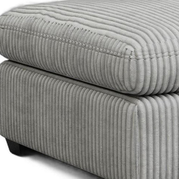 HomeRoots 32" Stylish Green and Black Corduroy Footstool - Modern Accent, Versatile Comfort & Durable Design 714381