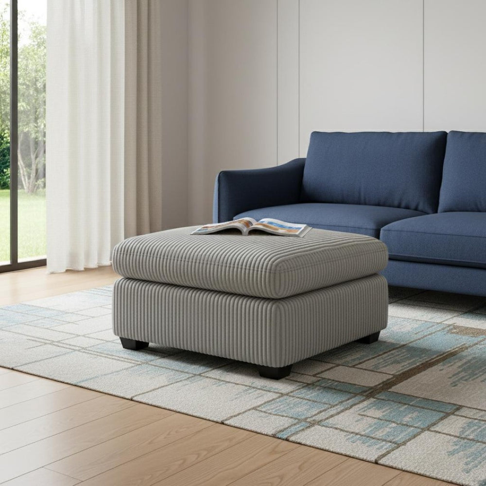 HomeRoots 32" Stylish Green and Black Corduroy Footstool - Modern Accent, Versatile Comfort & Durable Design 714381