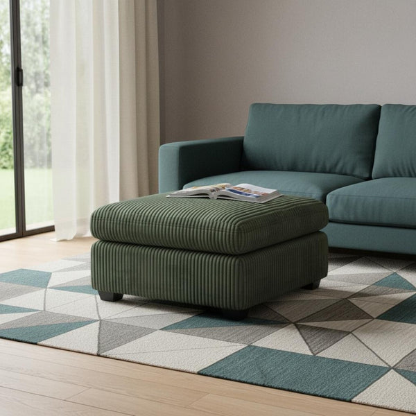 HomeRoots 32" Black Corduroy Footstool - Versatile and Stylish Seating Solution for Modern Living Spaces 714382