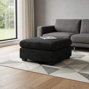 HomeRoots 32" Luxurious Brown and Black Corduroy Footstool - Versatile Accent for Modern Interiors & Comfort 714383