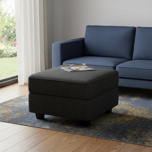 HomeRoots 26" Light Gray Velvet Storage Ottoman: Chic Square Design with Plush Padding, Lift-Off Lid & Versatility 714385