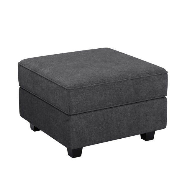 HomeRoots 32" Stylish Blue and Black Velvet Tufted Storage Ottoman – Perfect for Seating and Hidden Storage! 714387