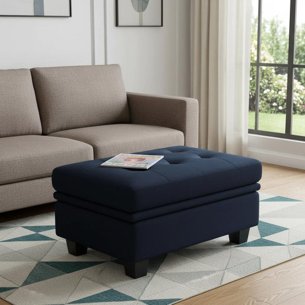 HomeRoots 32" Green Velvet Tufted Storage Ottoman - Stylish Lift-Top Seat with Hidden Storage for Modern Homes 714388