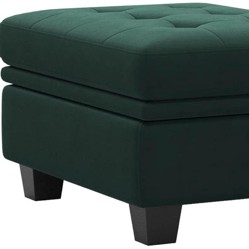 HomeRoots 32" Black Velvet Tufted Storage Ottoman - Stylish Multi-Functional Piece for Seating & Hidden Storage 714389