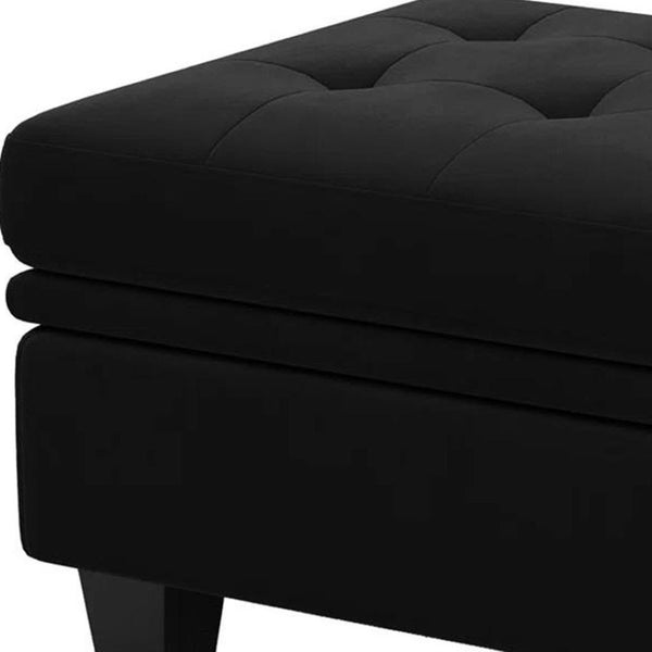 HomeRoots 32" Gray and Black Velvet Tufted Storage Ottoman - Stylish Seating & Hidden Storage for Any Room 714390