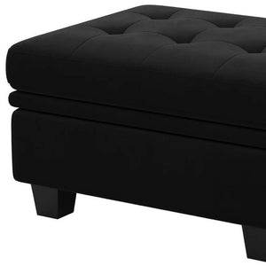 HomeRoots 32" Gray and Black Velvet Tufted Storage Ottoman - Stylish Seating & Hidden Storage for Any Room 714390