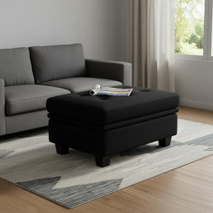 HomeRoots 32" Gray and Black Velvet Tufted Storage Ottoman - Stylish Seating & Hidden Storage for Any Room 714390