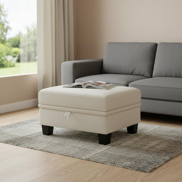 HomeRoots 26" Black Faux Leather Storage Ottoman - Versatile Seating, Stylish Footrest & Hidden Storage Solution 714393