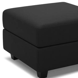 HomeRoots 26" Beige and Black Chenille Tufted Footstool – Stylish Storage & Versatile Comfort for Every Room 714394