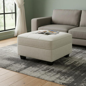 HomeRoots 26" Green and Black Chenille Tufted Footstool - Cozy Storage Ottoman for Living Room & Bedroom Use 714395