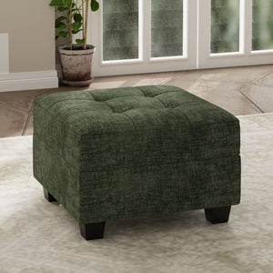 HomeRoots 26" Black Chenille Tufted Footstool - Stylish Storage Solution for Living Room & Small Spaces 714396