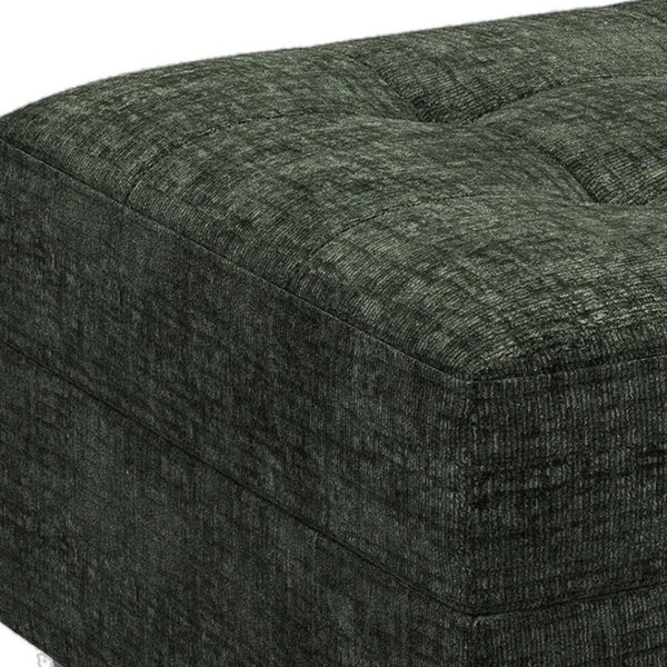HomeRoots 26" Black Chenille Tufted Footstool - Stylish Storage Solution for Living Room & Small Spaces 714396