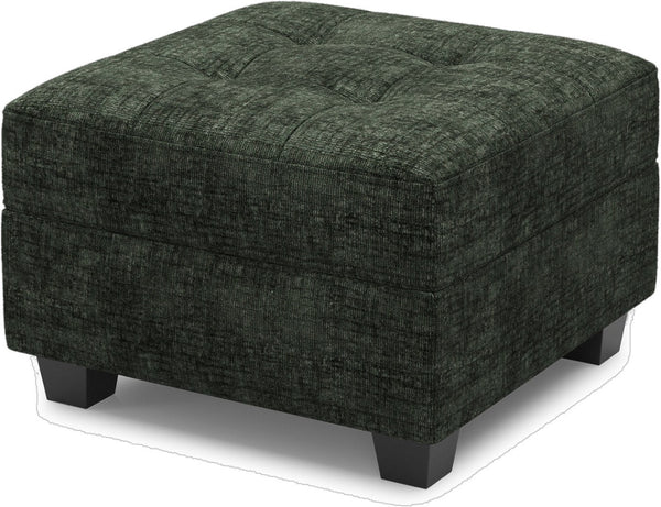 HomeRoots 26" Black Chenille Tufted Footstool - Stylish Storage Solution for Living Room & Small Spaces 714396