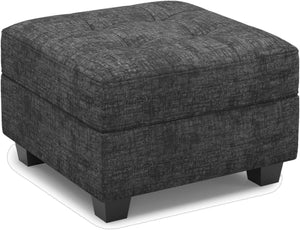 HomeRoots 37" Beige and Black Corduroy Tufted Footstool - Versatile Storage Ottoman for Living Rooms & More! 714397