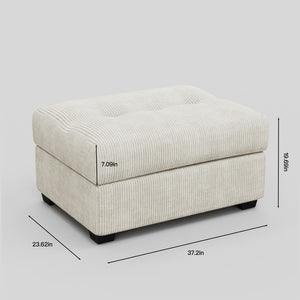 HomeRoots 37" Gray and Black Corduroy Tufted Footstool - Versatile Comfort for Modern Living Spaces & Décor 714398