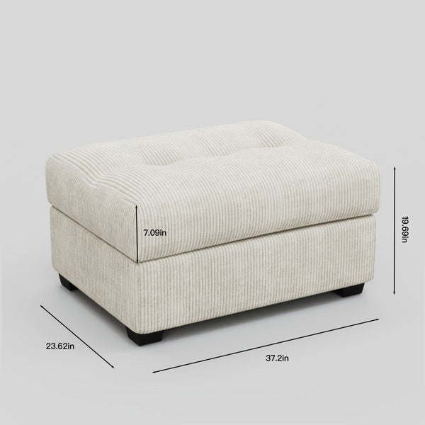 HomeRoots 37" Gray and Black Corduroy Tufted Footstool - Versatile Comfort for Modern Living Spaces & Décor 714398