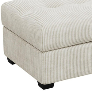 HomeRoots 37" Gray and Black Corduroy Tufted Footstool - Versatile Comfort for Modern Living Spaces & Décor 714398