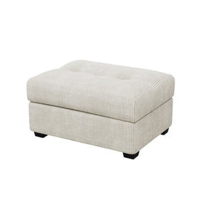 HomeRoots 37" Gray and Black Corduroy Tufted Footstool - Versatile Comfort for Modern Living Spaces & Décor 714398