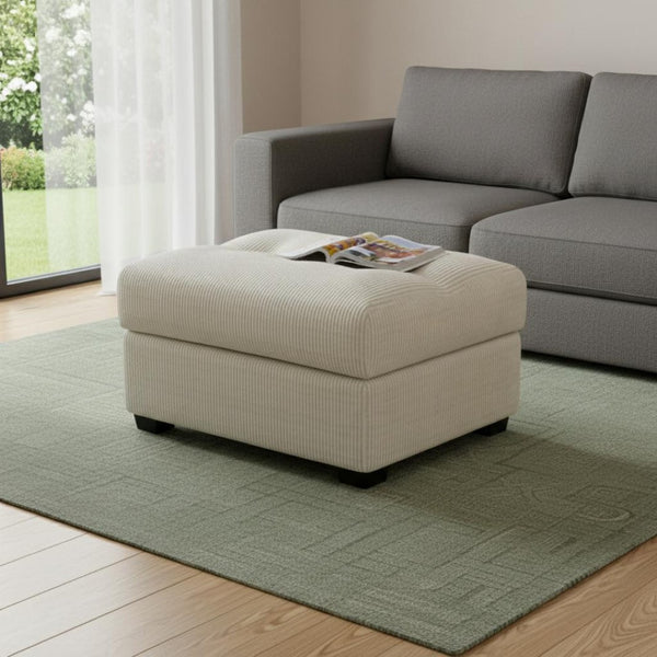 HomeRoots 37" Gray and Black Corduroy Tufted Footstool - Versatile Comfort for Modern Living Spaces & Décor 714398