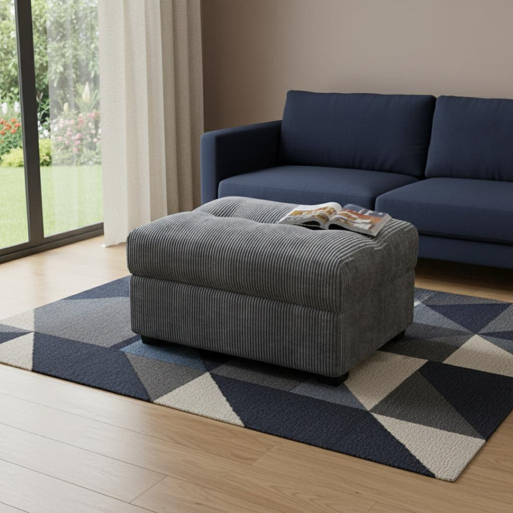 HomeRoots 37" Black Corduroy Tufted Footstool – Stylish, Versatile Comfort for Any Room, Supports 300 lbs! 714399
