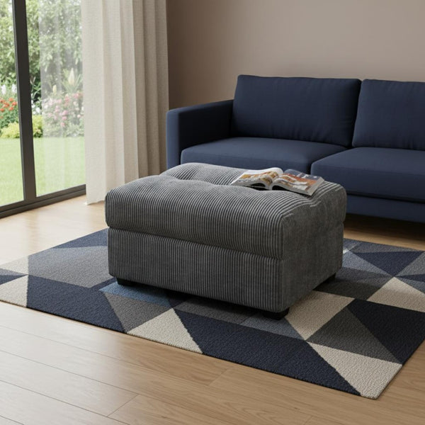 HomeRoots 37" Black Corduroy Tufted Footstool – Stylish, Versatile Comfort for Any Room, Supports 300 lbs! 714399