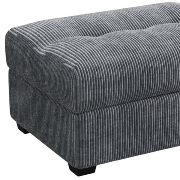 HomeRoots 37" Black Corduroy Tufted Footstool – Stylish, Versatile Comfort for Any Room, Supports 300 lbs! 714399