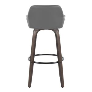 English Elm Daniella 30" Modern Swivel Barstools Set Of 2 In Walnut & Grey Faux Leather For Stylish Comfort B202S00553