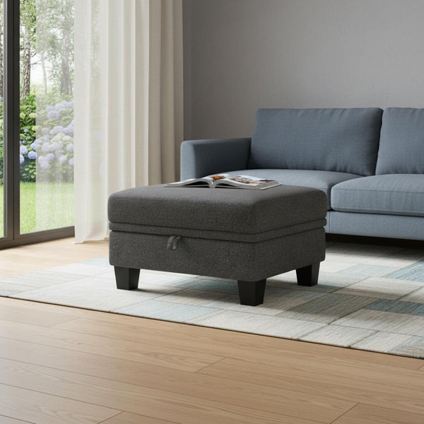 HomeRoots 29" Stylish Gray Chenille Storage Ottoman - Versatile Seating, Hidden Storage & Modern Design! 714401