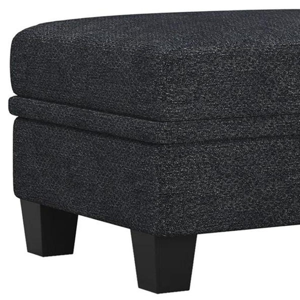 HomeRoots 46" Beige and Black Chenille Storage Ottoman - Stylish Multi-Functional Seat and Hidden Storage Solution 714402