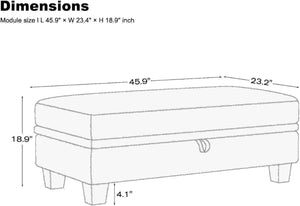 HomeRoots 46" Gray and Black Chenille Storage Ottoman – Stylish Multifunctional Seating & Hidden Storage Solution 714403
