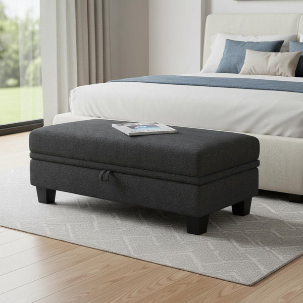 HomeRoots 26" Stylish Brown & Black Faux Leather Storage Ottoman – Comfortable Seating & Versatile Storage Solution 714404