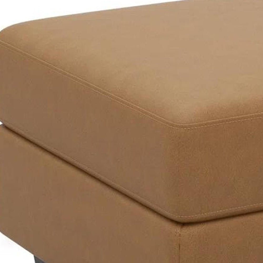 HomeRoots 26" Beige and Black Faux Leather Storage Ottoman - Modern Design, Versatile Seating, Ample Storage Space 714405