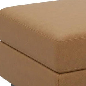 HomeRoots 26" Beige and Black Faux Leather Storage Ottoman - Modern Design, Versatile Seating, Ample Storage Space 714405