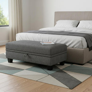 HomeRoots 30" Beige Corduroy Footstool - Cozy Multi-Functional Accent for Living Rooms & Bedrooms, Supports 300 lbs 714407