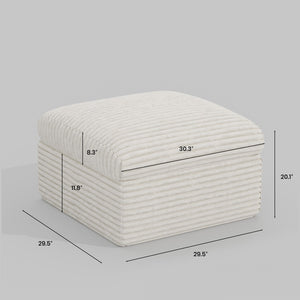 HomeRoots 30" Black Corduroy Footstool - Stylish, Versatile Accent for Modern Living Spaces & Cozy Comfort 714408